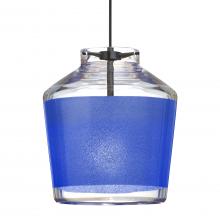 Besa Lighting 1XT-PIC6BL-BK - Besa Pendant Pica 6 Black Finish, Blue Sand 1x50W MAX GY6.35 Base