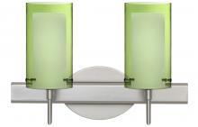 Besa Lighting 2SW-L44007-LED-SN - Besa Pahu 4 Wall 2SW Transparent Olive/Opal Satin Nickel 2x5W LED