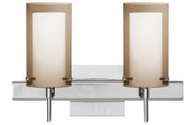 Besa Lighting 2SW-S44007-CR-SQ - Besa Pahu 4 Wall With SQ Canopy 2SW Transparent Smoke/Opal Chrome 2x40W G9