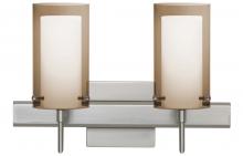 Besa Lighting 2SW-S44007-LED-SN-SQ - Besa Pahu 4 Wall With SQ Canopy 2SW Transparent Smoke/Opal Satin Nickel 2x5W LED