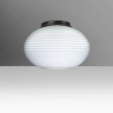 Besa Lighting 491207C-BK - Besa Pape 10 Ceiling Black Finish, Opal Ribbed 1x100W E26 Base