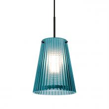 Besa Lighting J-DIONBL-BK - Besa Dion Pendant for Multiport Canopy, Blue Shade, Black Finish, 1x60W MAX E26 Base