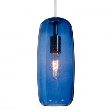 Besa Lighting J-PINOT13BL-SN - Besa, Pinot 13 Cord Pendant for Mulitport Canopy, Blue Bubble, Satin Nickel FInish 1x