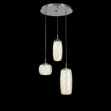 Hammerton CHB0091-03-GM-A-C01-L3 - Vessel 3pc Round Multi-Pendant-Gunmetal-Amber Blown Glass-Cloth Braided Cord-LED 3000K