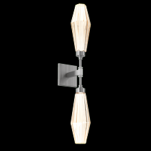 Hammerton IDB0049-02-GM-RA-L1 - Aalto Double Sconce-Gunmetal-Optic Rib Blown Glass