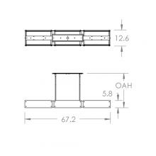 Hammerton PLB0044-67-GM-BG-001-L1 - Textured Glass Linear Suspension-67-Gunmetal