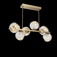 Hammerton PLB0086-T6-GB-FA-001-L3 - Luna 6pc Twisted Branch-Gilded Brass-Floret Inner - Amber Outer-Threaded Rod Suspension-LED 3000K