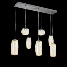 Hammerton PLB0091-07-GM-A-C01-L3 - Vessel 7pc Linear Multi-Pendant-Gunmetal-Amber Blown Glass-Cloth Braided Cord-LED 3000K