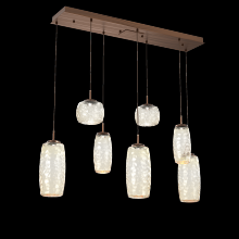 Hammerton PLB0091-07-RB-A-C01-L3 - Vessel 7pc Linear Multi-Pendant-Oil Rubbed Bronze-Amber Blown Glass-Cloth Braided Cord-LED 3000K