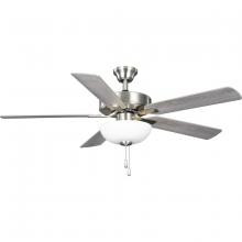 Progress P250082-009-WB - AirPro 52 in. Brushed Nickel 5-Blade AC Motor Transitional Ceiling Fan with Light
