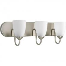 Progress P2708-09 - Gather Collection Three-Light Brushed Nickel Etched Glass Traditional Bath Vanity Light