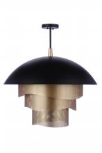 Craftmade P1011FBMG-LED - 31.25Ã¢â‚¬Â Dia Sculptural Statement Dome Pendant with Perforated Metal Shades in Flat Black/Matte 