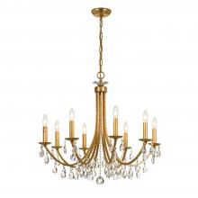 Crystorama 8828-GA-CL-S - Bridgehampton 8 Light Swarovski Strass Crystal Antique Gold Chandelier