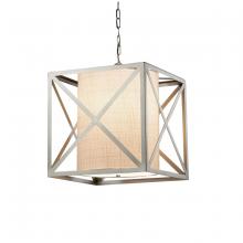 Justice Design Group FAB-9701-WHTE-NCKL - Hexa 18" Cube Drum Pendant