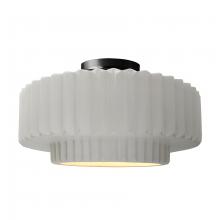 Justice Design Group CER-6375-BIS-MBLK-LED1-700 - Large Tier Pleated LED Semi-Flush