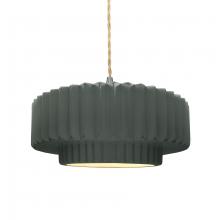 Justice Design Group CER-6553-PWGN-NCKL-BEIG-TWST - Medium Tier Pleated 1-Light Pendant