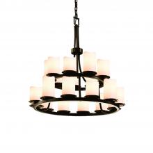 Justice Design Group CNDL-8767-14-CREM-DBRZ - Dakota 21-Light 2-Tier Ring Chandelier