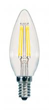 Satco Products Inc. S11372 - 5.5 Watt C11 LED; Clear; Candelabra base; 3000K; 500 Lumens; 120 Volt