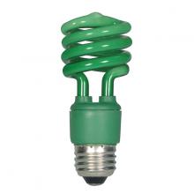 Satco Products Inc. S5513 - 13 Watt; Mini Spiral Compact Fluorescent; Green; Medium base; 120 Volt