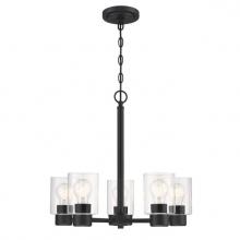 Westinghouse 6115300 - 5 Light Chandelier Matte Black Finish Clear Glass