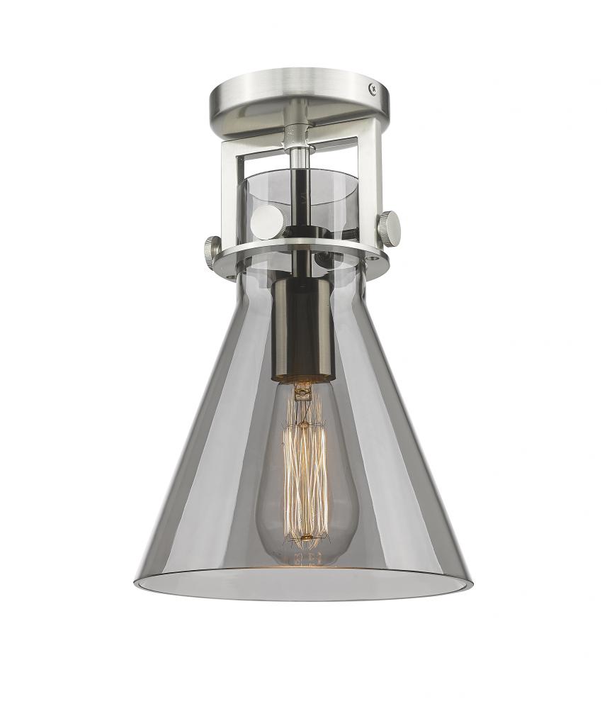 Newton Cone - 1 Light - 8 inch - Brushed Satin Nickel - Flush Mount