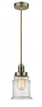  100AB-10CR-0H-AB-G184 - Whitney - 1 Light - 8 inch - Antique Brass - Cord hung - Mini Pendant