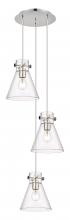  113-410-1PS-PN-G411-8CL - Newton Cone - 3 Light - 16 inch - Polished Nickel - Multi Pendant