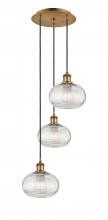 Innovations Lighting 113B-3P-BB-G555-8CL - Ithaca - 3 Light - 15 inch - Brushed Brass - Cord hung - Multi Pendant