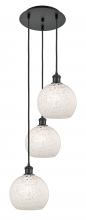 Innovations Lighting 113B-3P-BK-G1216-8WM - White Mouchette - 3 Light - 15 inch - Matte Black - Cord Hung - Multi Pendant