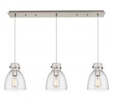 Innovations Lighting 123-410-1PS-SN-G412-8SDY - Newton Bell - 3 Light - 40 inch - Brushed Satin Nickel - Linear Pendant