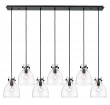 Innovations Lighting 127-410-1PS-BK-G412-8CL - Newton Bell - 7 Light - 52 inch - Matte Black - Linear Pendant