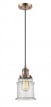 Innovations Lighting 201C-AC-G184-LED - Canton - 1 Light - 6 inch - Antique Copper - Cord hung - Mini Pendant