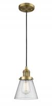 Innovations Lighting 201C-BB-G64-LED - Cone - 1 Light - 6 inch - Brushed Brass - Cord hung - Mini Pendant