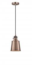 Innovations Lighting 201CSW-AC-M9-AC-LED - Addison - 1 Light - 5 inch - Antique Copper - Cord hung - Mini Pendant