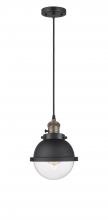 Innovations Lighting 201CSW-BAB-HFS-62-BK - Hampden - 1 Light - 7 inch - Black Antique Brass - Cord hung - Mini Pendant