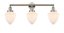  205-PN-G661-7 - Bullet - 3 Light - 34 inch - Polished Nickel - Bath Vanity Light