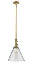  206-BB-G42-L - Cone - 1 Light - 12 inch - Brushed Brass - Stem Hung - Mini Pendant