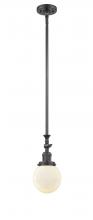 Innovations Lighting 206-OB-G201-6-LED - Beacon - 1 Light - 6 inch - Oil Rubbed Bronze - Stem Hung - Mini Pendant