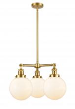 Innovations Lighting 207-SG-G201-8 - Beacon - 3 Light - 22 inch - Satin Gold - Stem Hung - Chandelier