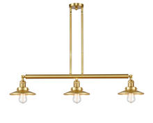  213-SG-M4 - Railroad - 3 Light - 41 inch - Satin Gold - Stem Hung - Island Light