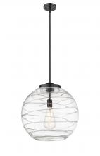  221-1S-BK-G1213-18 - Athens Deco Swirl - 1 Light - 18 inch - Matte Black - Cord hung - Pendant