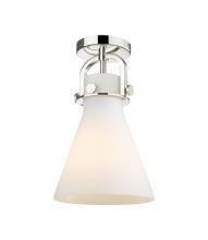 Innovations Lighting 410-1F-PN-G411-8WH - Newton Cone - 1 Light - 8 inch - Polished Nickel - Flush Mount