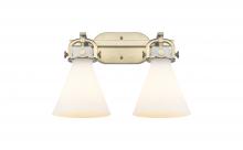 Innovations Lighting 410-2W-BB-G411-7WH - Newton Cone - 2 Light - 17 inch - Brushed Brass - Bath Vanity Light