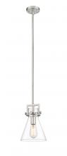 Innovations Lighting 411-1S-SN-8CL-LED - Newton Cone - 1 Light - 8 inch - Brushed Satin Nickel - Cord hung - Mini Pendant