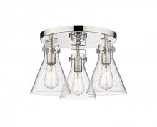 Innovations Lighting 411-3F-PN-G411-7SDY - Newton Cone - 3 Light - 18 inch - Polished Nickel - Flush Mount