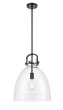 Innovations Lighting 412-1S-BK-14CL - Newton Bell - 1 Light - 14 inch - Matte Black - Stem hung - Pendant