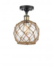 Innovations Lighting 516-1C-BAB-G122-8RB-LED - Farmhouse Rope - 1 Light - 8 inch - Black Antique Brass - Semi-Flush Mount