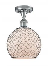 Innovations Lighting 516-1C-PC-G121-8CBK - Farmhouse Chicken Wire - 1 Light - 8 inch - Polished Chrome - Semi-Flush Mount