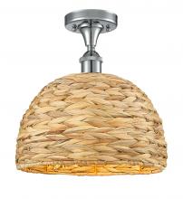 Innovations Lighting 516-1C-PC-RBD-12-NAT - Woven Rattan - 1 Light - 12 inch - Polished Chrome - Semi-Flush Mount