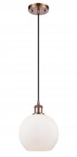 Innovations Lighting 516-1P-AC-G121 - Athens - 1 Light - 8 inch - Antique Copper - Cord hung - Mini Pendant